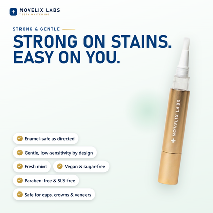 Whiter Teeth in Minutes · Novelix™ Pro Gold Whitening Pen