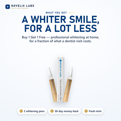 Whiter Teeth in Minutes · Novelix™ Pro Gold Whitening Pen